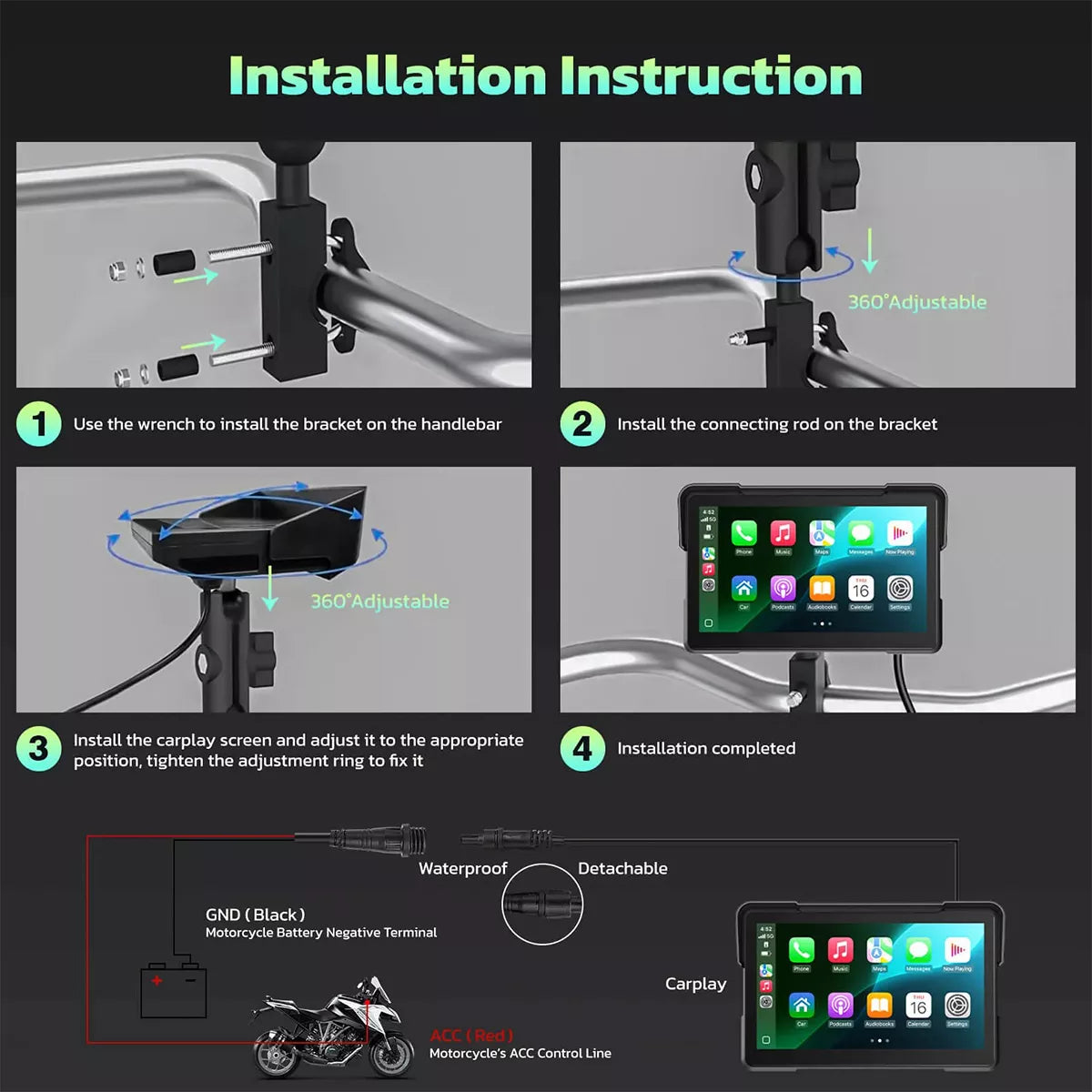 Sidewind Ridge 7 Motorcycle CarPlay Display