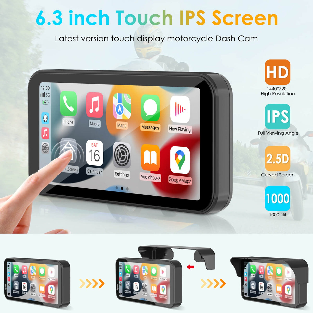 Sidewind Ridge 6 Motorcycle CarPlay Display